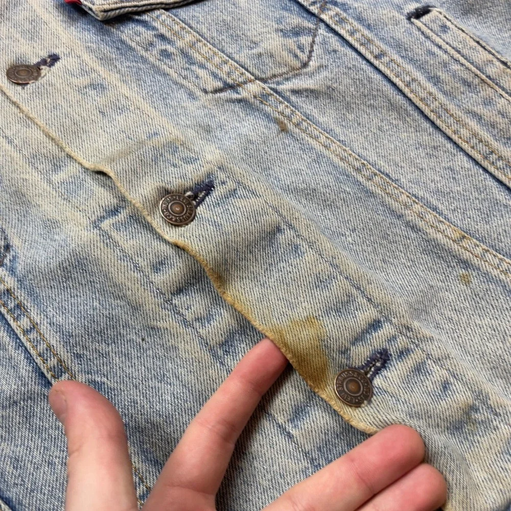 VTG 80s 90s Levis 70506 Denim Type 3 Trucker Jacket Distressed Faded Light USA - Picture 9 of 9